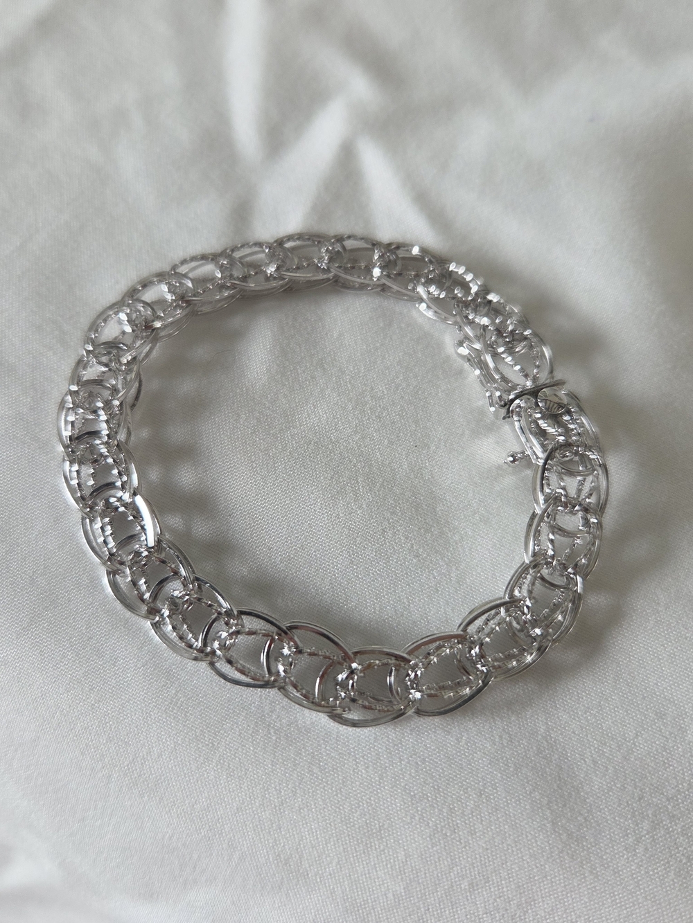 Vintage Sterling Silver Double Link Charm Bracelet Starter DS Hallmark 925